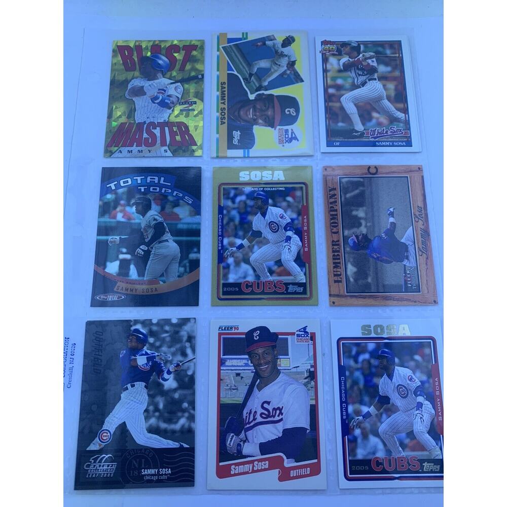 Sammy Sosa Chicago Cubs White Sox 9 Card Baseball Lot